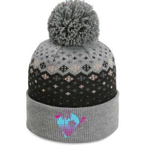 Retro Palm Tree Tropical Sunset The Baniff Cuffed Pom Beanie