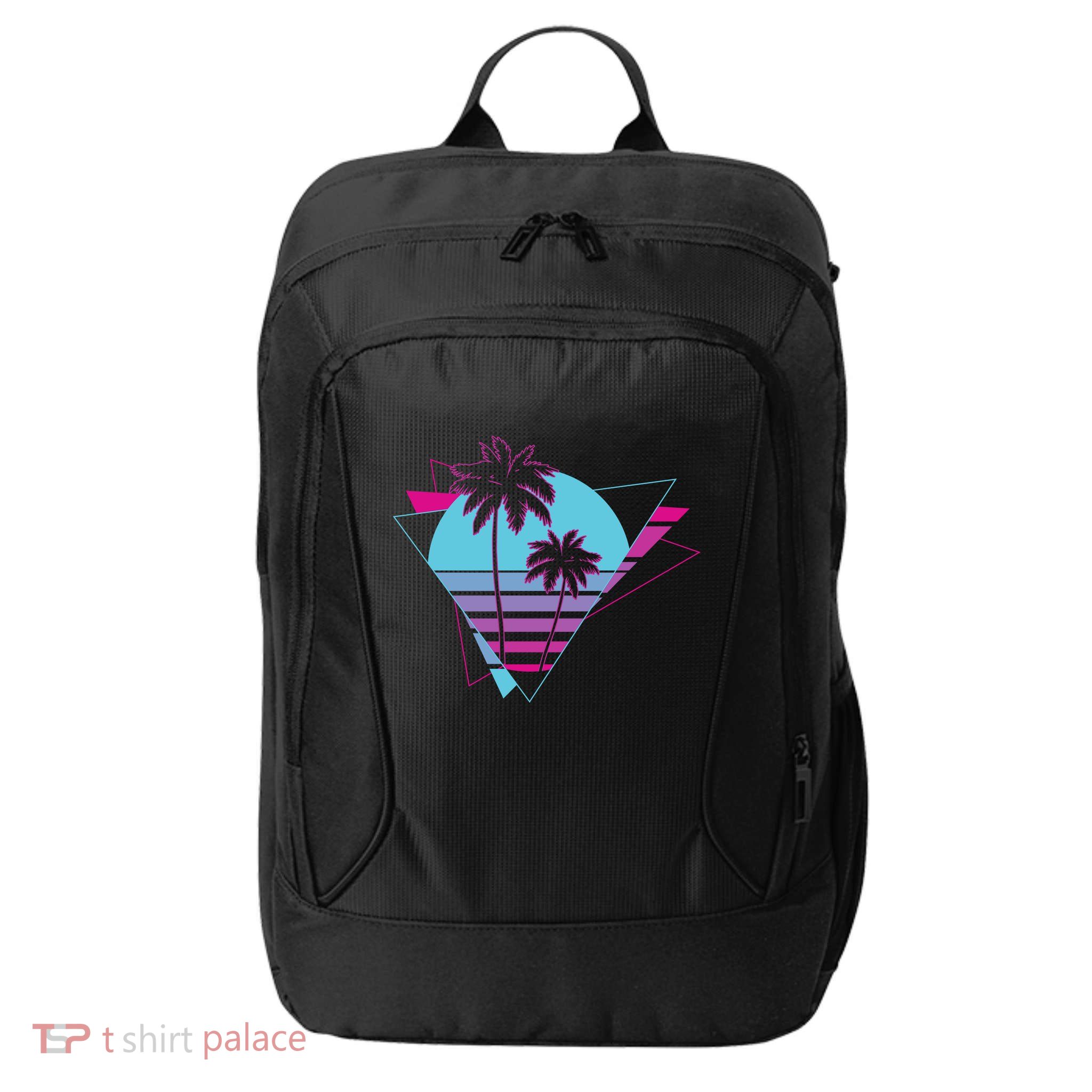 Retro Palm Tree Tropical Sunset City Backpack
