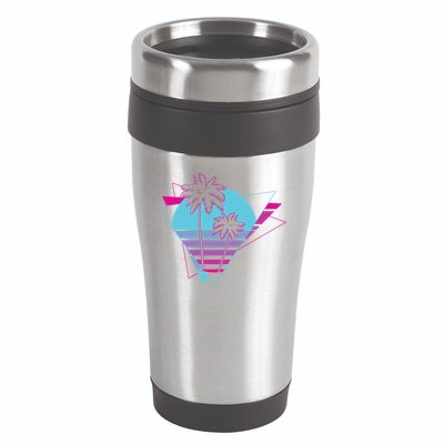 Retro Palm Tree Tropical Sunset 16oz Travel Tumbler