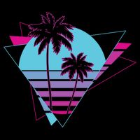 Retro Palm Tree Tropical Sunset Pom Pom 12in Knit Beanie