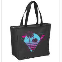 Retro Palm Tree Tropical Sunset Zip Tote Bag