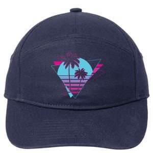 Retro Palm Tree Tropical Sunset 7-Panel Snapback Hat