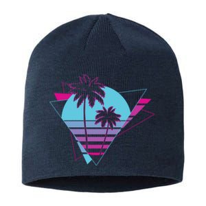 Retro Palm Tree Tropical Sunset Sustainable Beanie