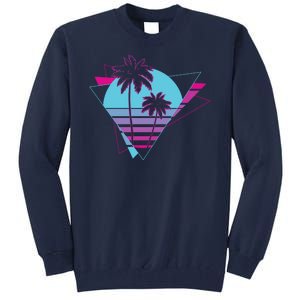 Retro Palm Tree Tropical Sunset Tall Sweatshirt