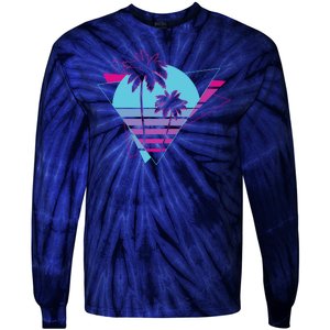 Retro Palm Tree Tropical Sunset Tie-Dye Long Sleeve Shirt