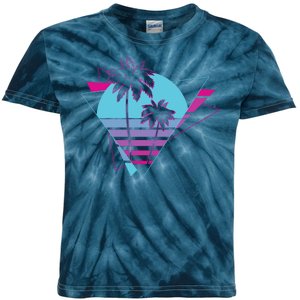 Retro Palm Tree Tropical Sunset Kids Tie-Dye T-Shirt