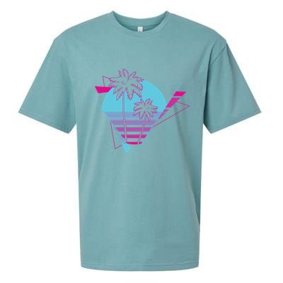 Retro Palm Tree Tropical Sunset Sueded Cloud Jersey T-Shirt