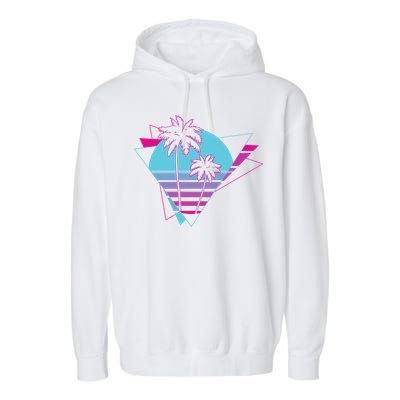 Retro Palm Tree Tropical Sunset Garment-Dyed Fleece Hoodie