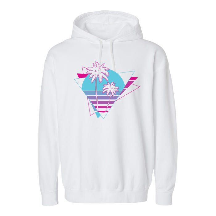 Retro Palm Tree Tropical Sunset Garment-Dyed Fleece Hoodie