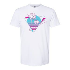 Retro Palm Tree Tropical Sunset Softstyle CVC T-Shirt