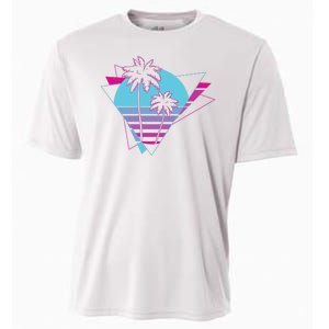 Retro Palm Tree Tropical Sunset Cooling Performance Crew T-Shirt