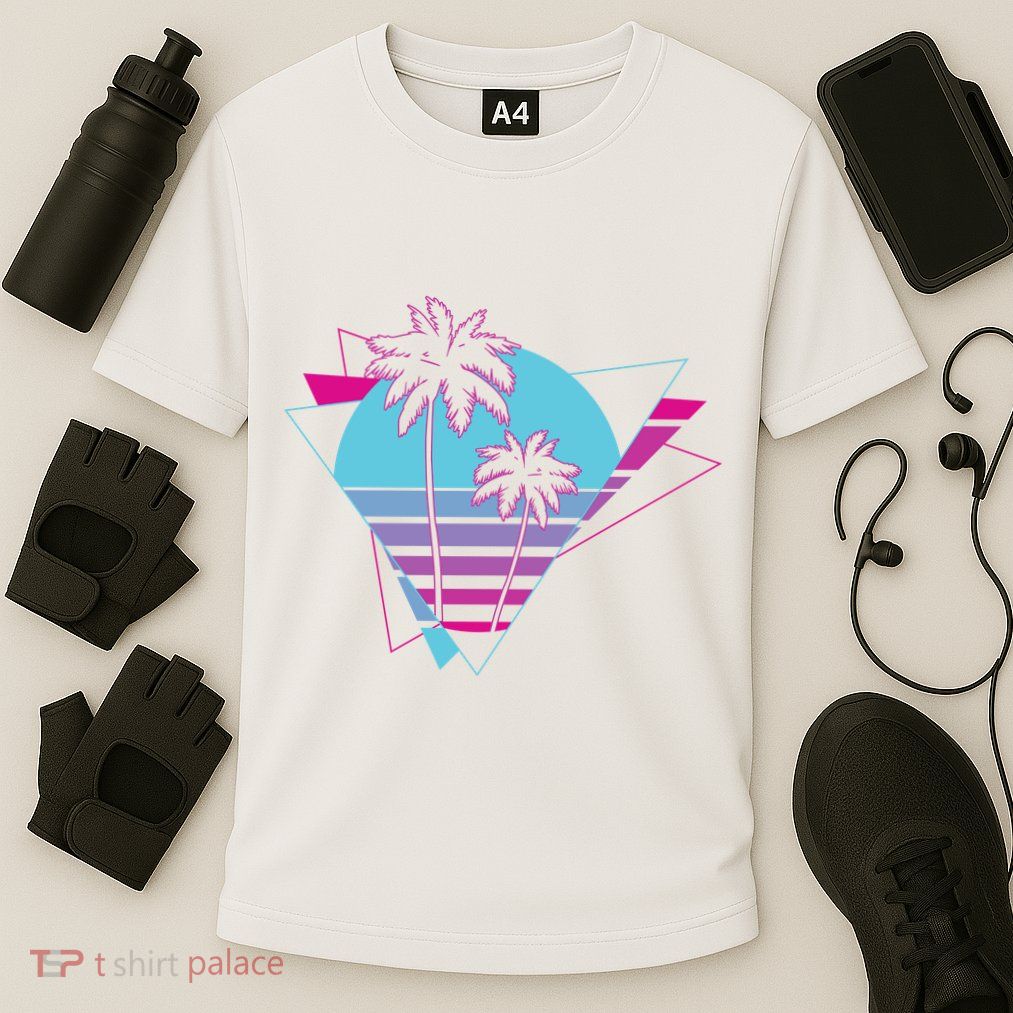 Retro Palm Tree Tropical Sunset Performance Shirt