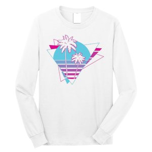 Retro Palm Tree Tropical Sunset Long Sleeve Shirt