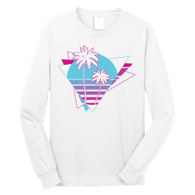 Retro Palm Tree Tropical Sunset Long Sleeve Shirt