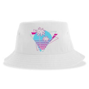 Retro Palm Tree Tropical Sunset Sustainable Bucket Hat