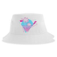 Retro Palm Tree Tropical Sunset Sustainable Bucket Hat