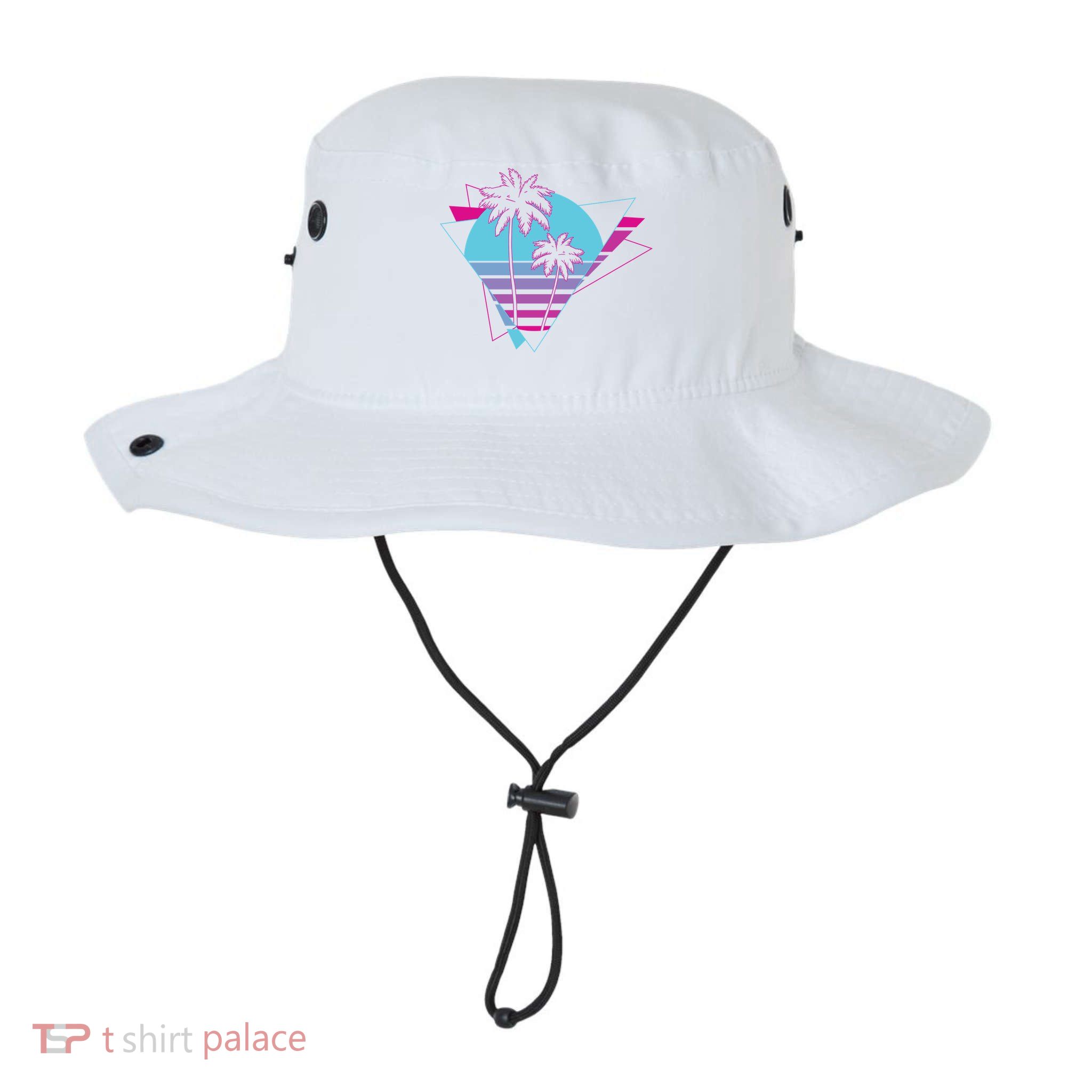 Retro Palm Tree Tropical Sunset Bucket Hat