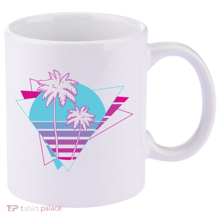 Retro Palm Tree Tropical Sunset 11oz C Handle Ceramic Mug
