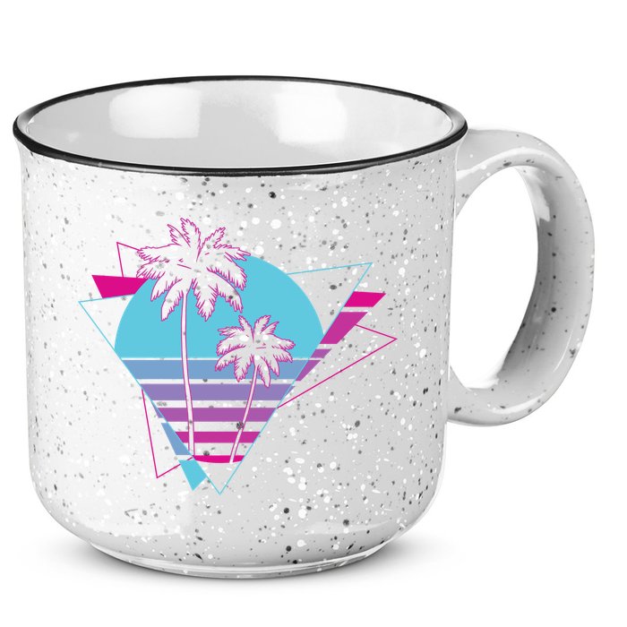 Retro Palm Tree Tropical Sunset 15oz Campfire Ceramic Mug