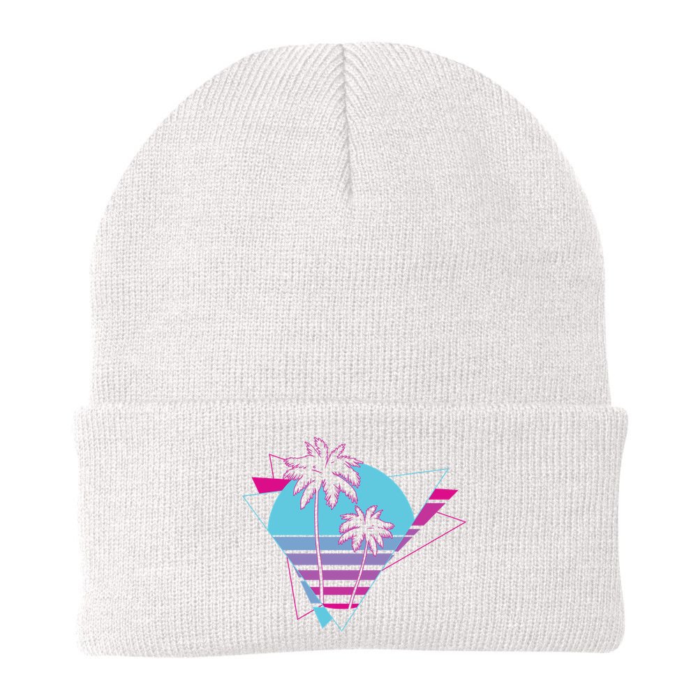Retro Palm Tree Tropical Sunset Beanie