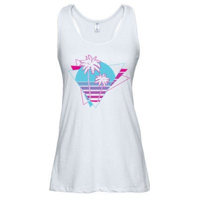 Retro Palm Tree Tropical Sunset Ladies Essential Flowy Tank