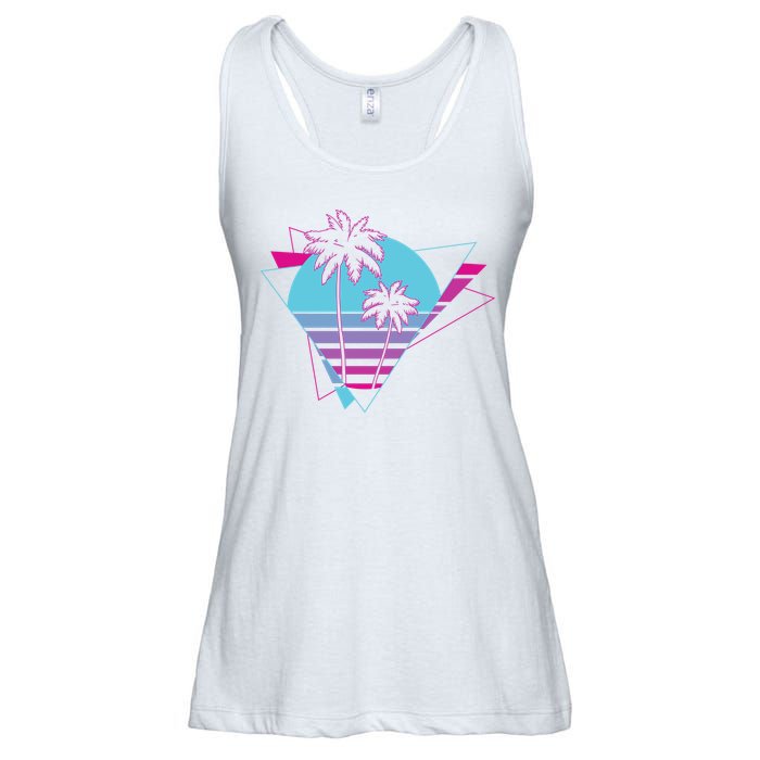Retro Palm Tree Tropical Sunset Ladies Essential Flowy Tank
