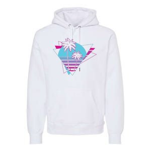 Retro Palm Tree Tropical Sunset Premium Hoodie