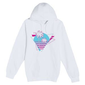 Retro Palm Tree Tropical Sunset Premium Pullover Hoodie