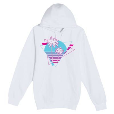 Retro Palm Tree Tropical Sunset Premium Pullover Hoodie