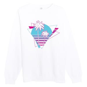 Retro Palm Tree Tropical Sunset Premium Crewneck Sweatshirt