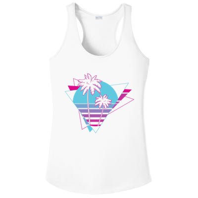 Retro Palm Tree Tropical Sunset Ladies PosiCharge Competitor Racerback Tank