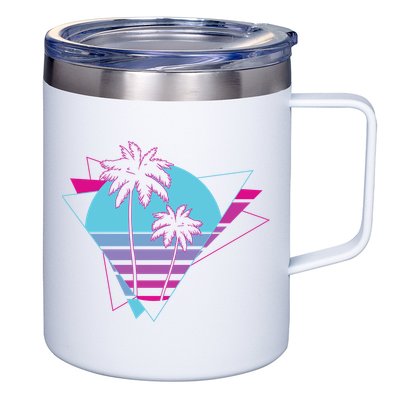 Retro Palm Tree Tropical Sunset 12oz Stainless Steel Coffee Mug