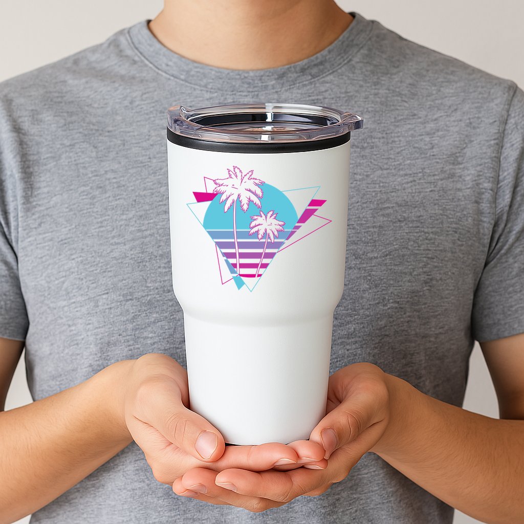 Retro Palm Tree Tropical Sunset Tumbler