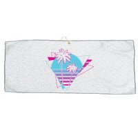 Retro Palm Tree Tropical Sunset Large Microfiber Waffle Golf Towel