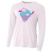 Retro Palm Tree Tropical Sunset Cooling Performance Long Sleeve Crew