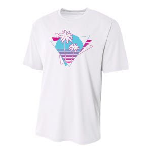 Retro Palm Tree Tropical Sunset Youth Performance Sprint T-Shirt