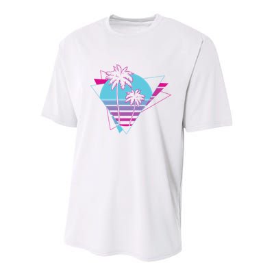 Retro Palm Tree Tropical Sunset Youth Performance Sprint T-Shirt