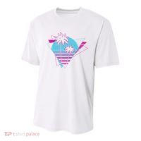 Retro Palm Tree Tropical Sunset Youth Performance Sprint T-Shirt