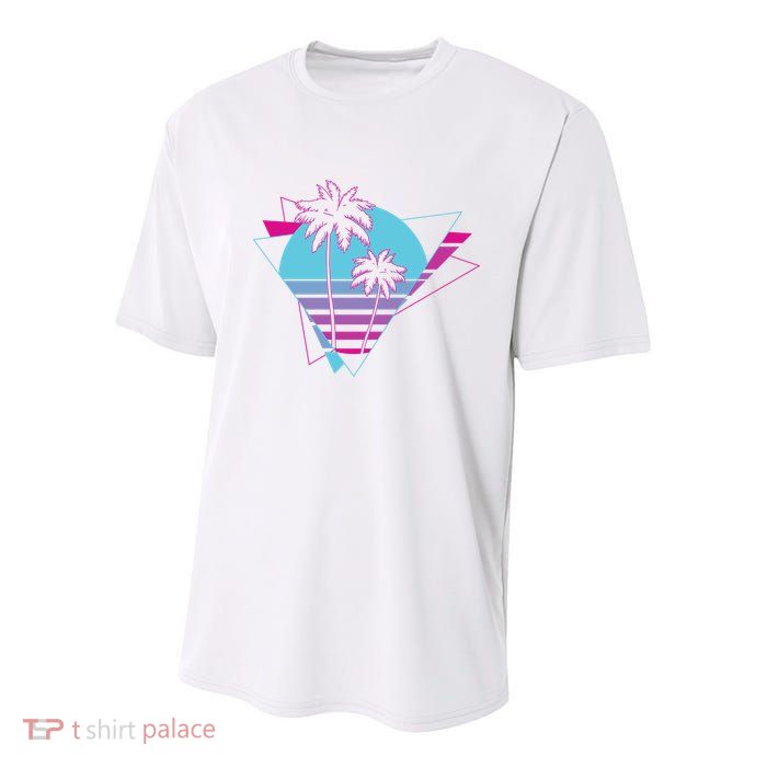 Retro Palm Tree Tropical Sunset Youth Performance Sprint T-Shirt