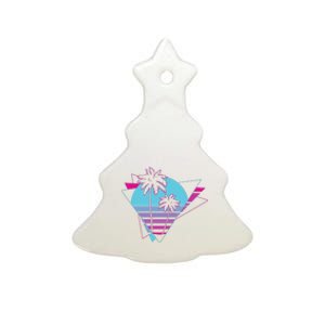 Retro Palm Tree Tropical Sunset Ceramic Tree Ornament