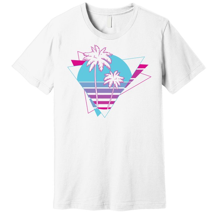 Retro Palm Tree Tropical Sunset Premium T-Shirt