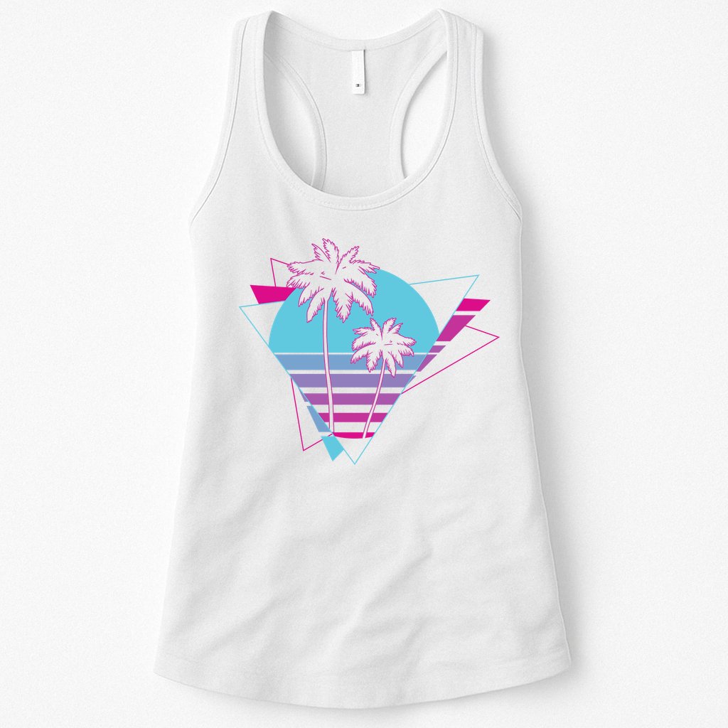 Retro Palm Tree Tropical Sunset Womens Tank Top