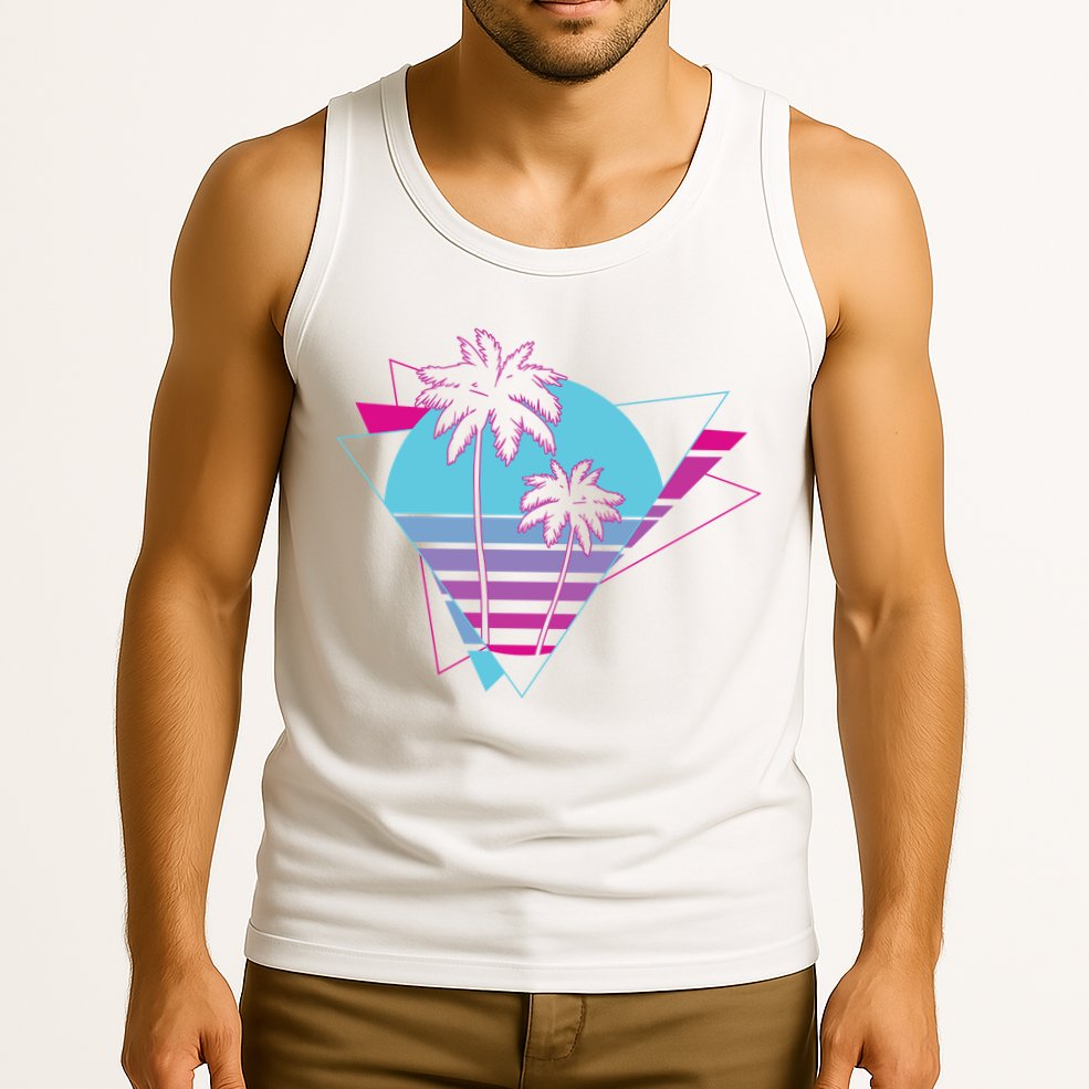 Retro Palm Tree Tropical Sunset Tank Top