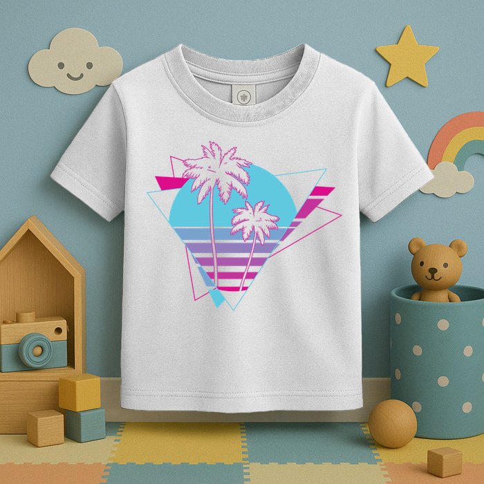 Retro Palm Tree Tropical Sunset Toddler T-Shirt