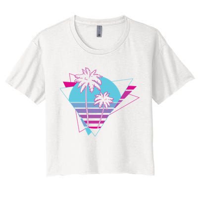 Retro Palm Tree Tropical Sunset Crop Top