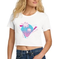Retro Palm Tree Tropical Sunset Crop Top