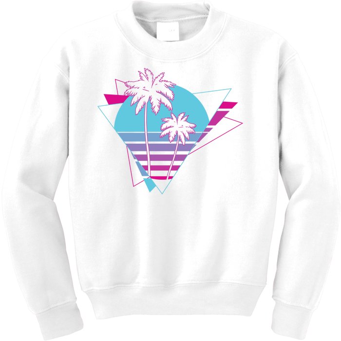 Retro Palm Tree Tropical Sunset Kids Sweatshirt