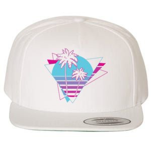 Retro Palm Tree Tropical Sunset Wool Snapback Cap