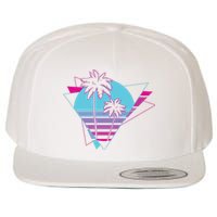 Retro Palm Tree Tropical Sunset Wool Snapback Cap