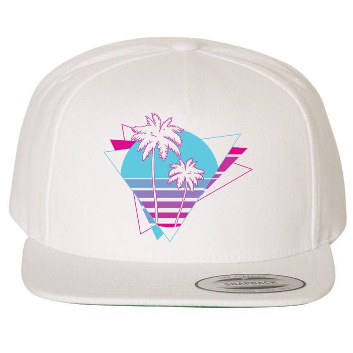 Retro Palm Tree Tropical Sunset Wool Snapback Cap